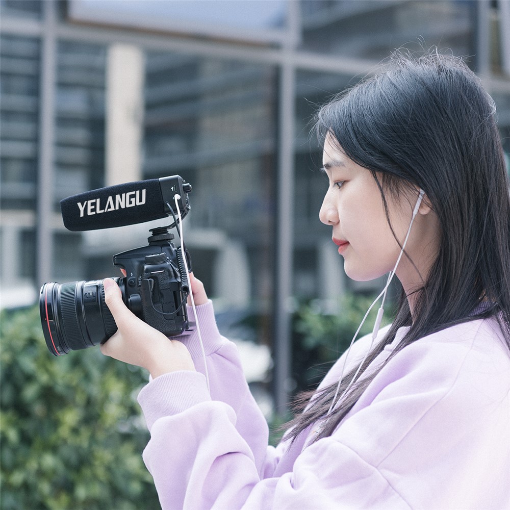 YELANGU MIC09 Professional On-Camera Interview Gain Microphone 3.5mm Audio Plug for DSLR Camera VLOG-3