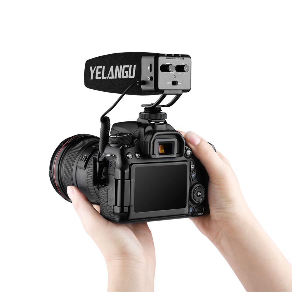YELANGU MIC09 Professional On-Camera Interview Gain Microphone 3.5mm Audio Plug for DSLR Camera VLOG-6