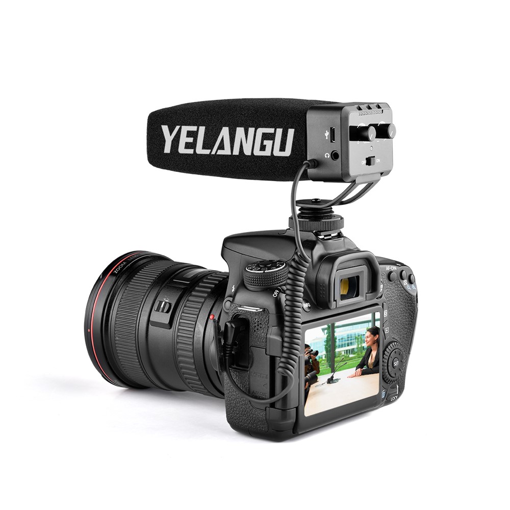 YELANGU MIC09 Professional On-Camera Interview Gain Microphone 3.5mm Audio Plug for DSLR Camera VLOG-7