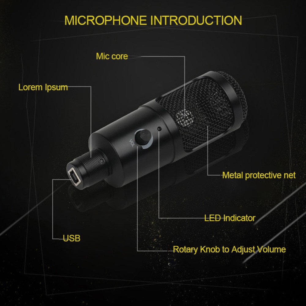 A6+35 Microphone Set USB Wired Unidirectional Microphone External Cardioid Recording Mic Kit with Shock-Proof Clip for Livestreaming/Gaming/Karaoke/Singing/Teaching-5