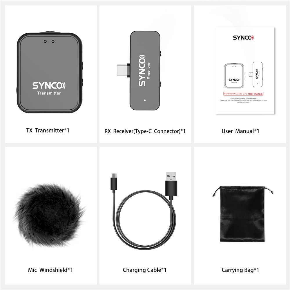 SYNCO G1T Portable 2.4G Wireless Microphone Lightweight Mini Type-C Connector Lavalier Microphone for Video Recording/Live-streaming-17