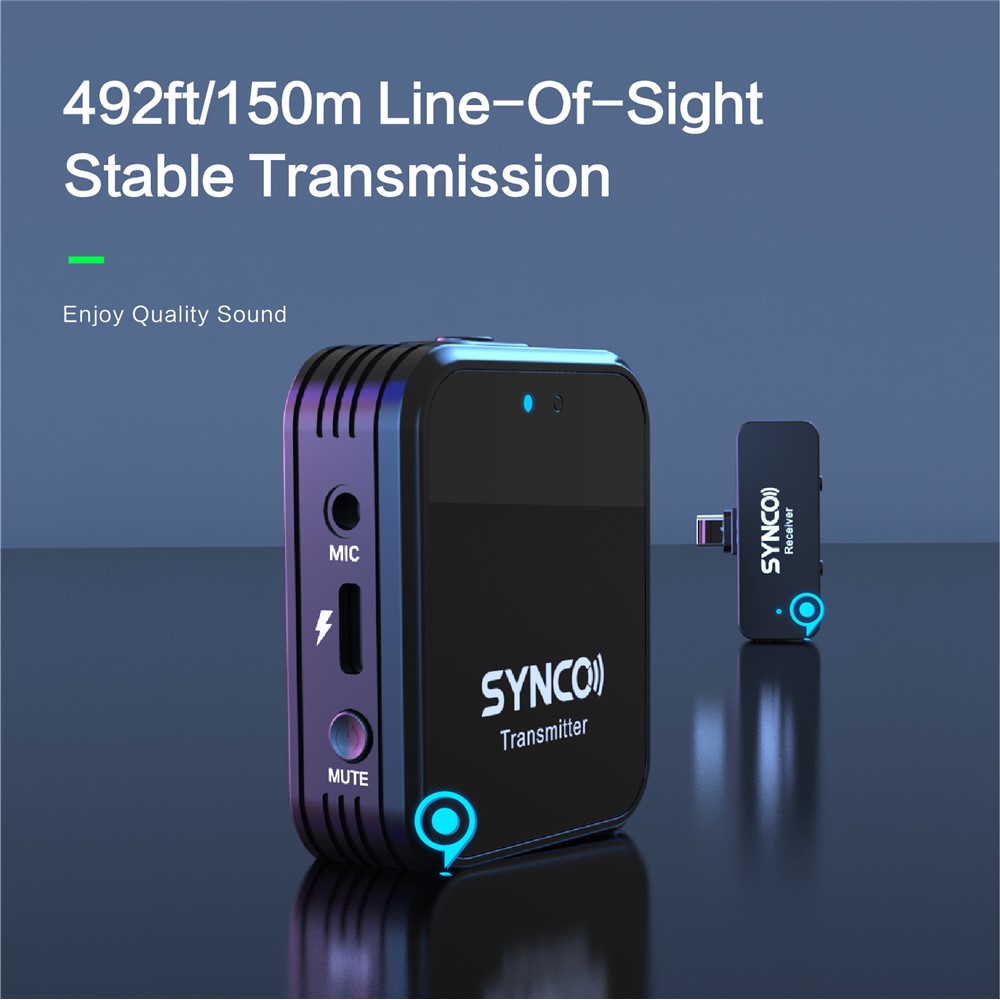 SYNCO G1T Portable 2.4G Wireless Microphone Lightweight Mini Type-C Connector Lavalier Microphone for Video Recording/Live-streaming-4