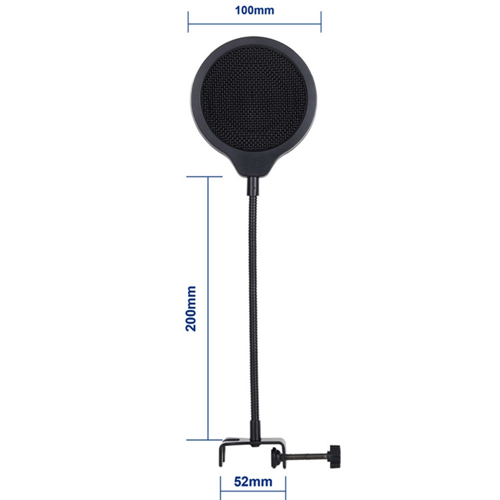 TEYUN PS-3 Three Layered Microphone Pop Filter Mask Shield Professional Mic Wind Pop Screen with Flexible 360-degree Gooseneck Clip Stabilizing Arm-7