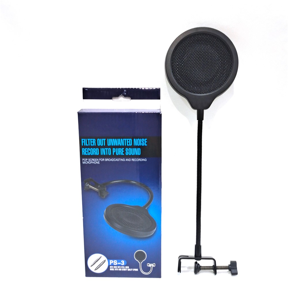 TEYUN PS-3 Three Layered Microphone Pop Filter Mask Shield Professional Mic Wind Pop Screen with Flexible 360-degree Gooseneck Clip Stabilizing Arm-9