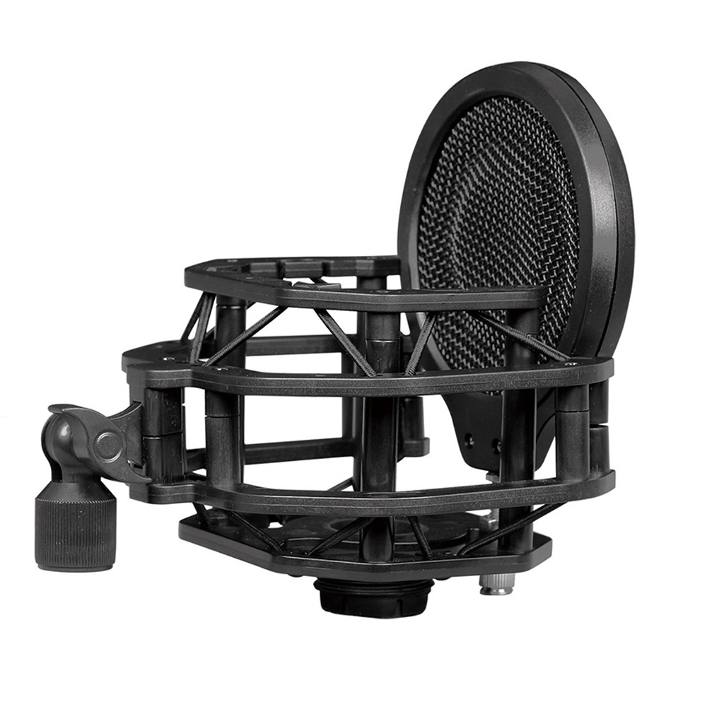 TEYUN T43 Microphone Shock Mount with Pop Filter 180-degree Adjustable Anti-Vibration Mic Holder for Studio Live-Streaming-1