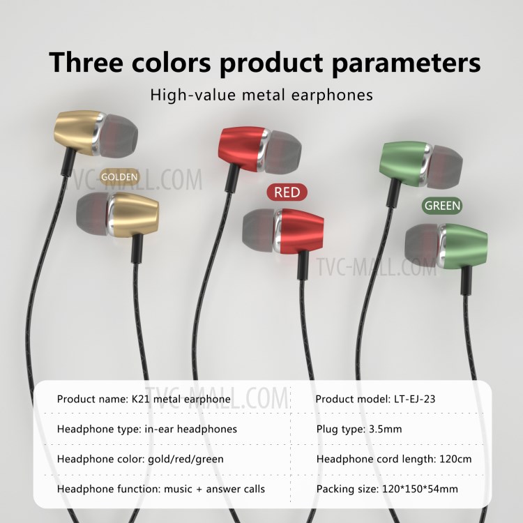 LETANG LT-EJ-23 K21 3.5mm Wired In-Ear Earphone Metal HIFI Earpiece Stereo Bass Headphone-9