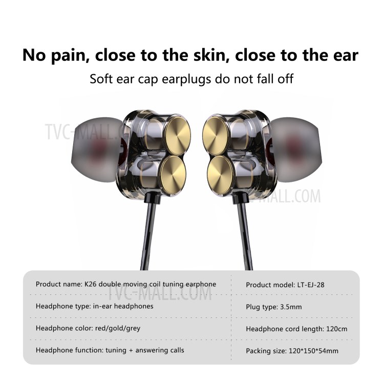 Letang LT-EJ-28 K26 3,5-mm-Kopfhörer-Stereo-Metall-Kopfhörer Mit Mikrofon-9