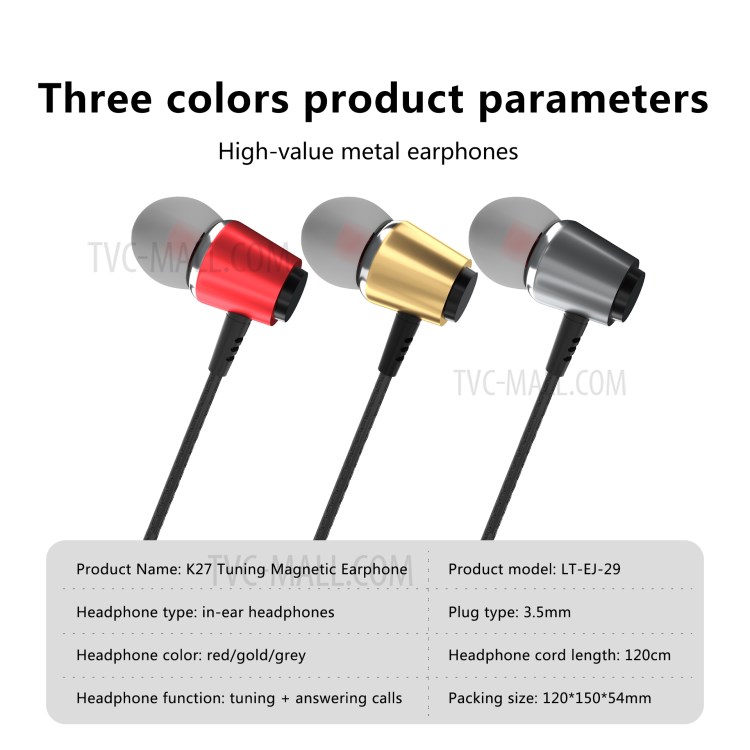 Letang LT-EJ-29 K27 Sweatproof-3,5-mm-Kopfhörer-Stereo-Metall-Kopfhörer Mit Mikrofon-6