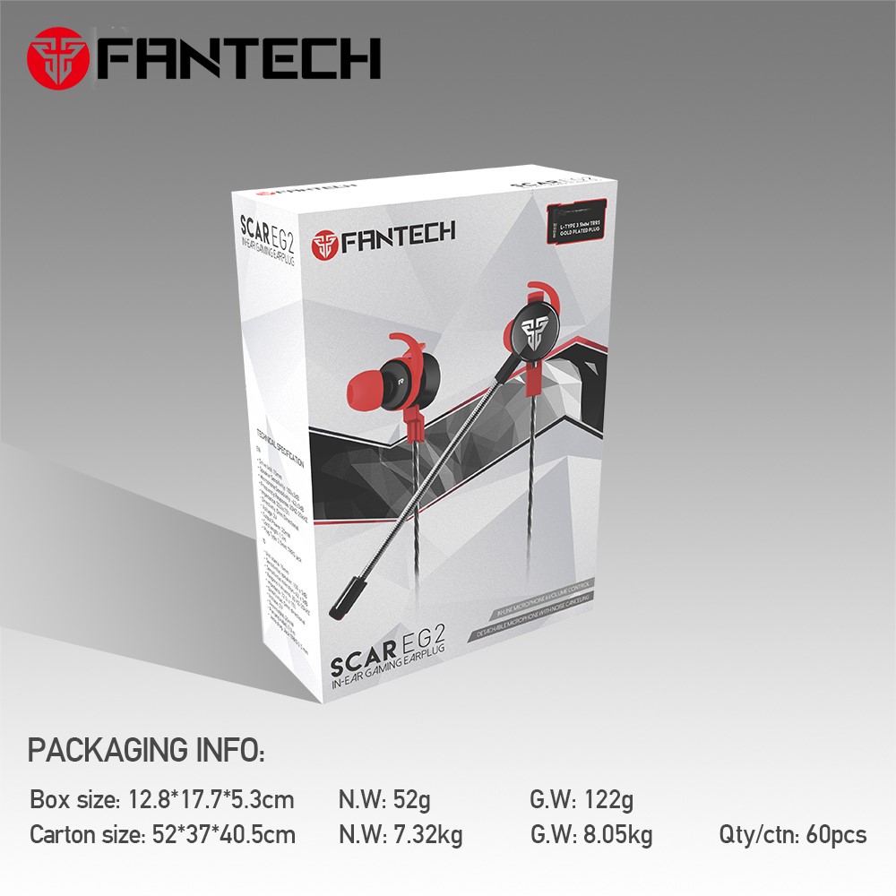 Fantech-Narbe EG2 3,5-mm-Jack-Kabel-Kopfhörer-Kopfhörer-In-Ear-Telefon-Computer-Gaming-Headset Mit MIC-12