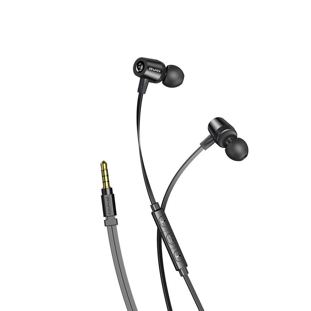 AWEI L1 3.5mm Wired Music Earphone HiFi Stereo In-ear Phone Tablet Headset with Wire Control Mic - Black-8