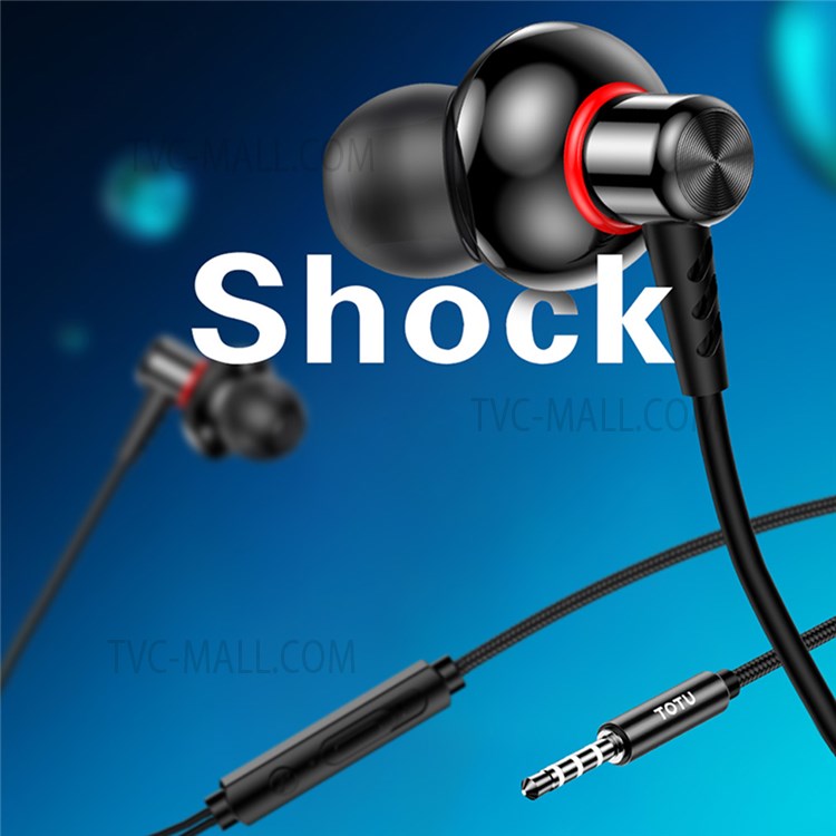 TOTU EAUA-028 3.5mm Jack Wired Earphones In-ear Stereo Music Metal Shell Phone Headset with Mic - Black-2