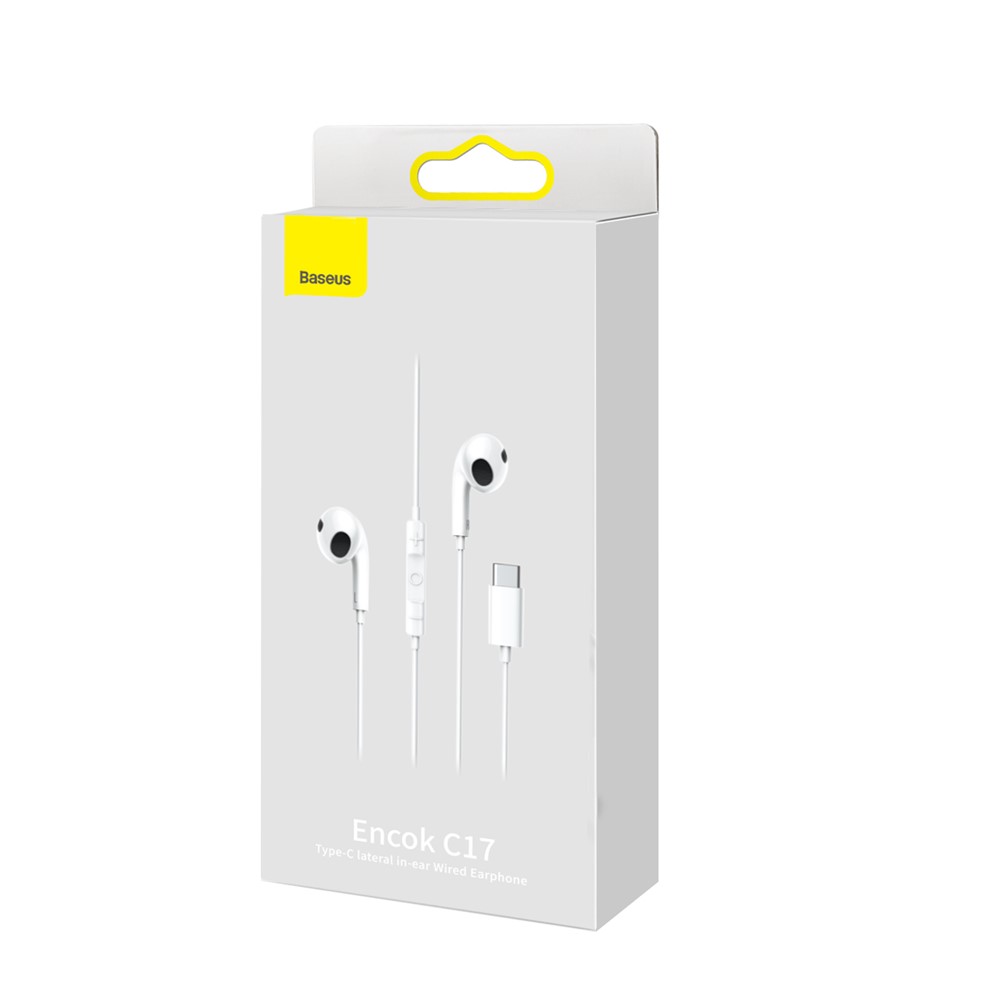 BASEUS Encok Type-C Lateral in-ear Wired Earphone Music Headset C17 - White-12