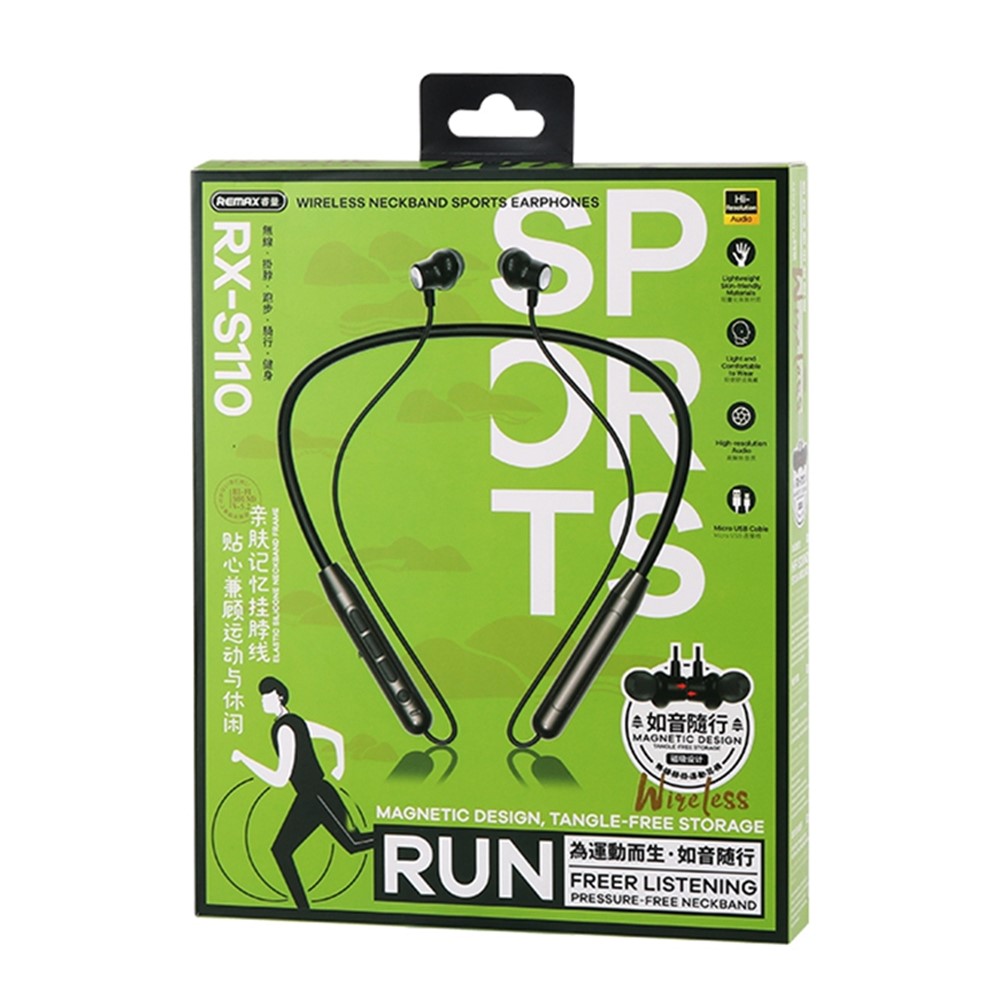 REMAX S110 Wireless Bluetooth 5.2 Headphone Stereo Bass Sport Running Magnetic Neckband Ear Earphone-10