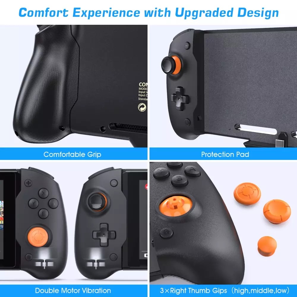 DOBE TNS-19252C Handheld Grip with Double Motor Vibration Built-in 6-Axis Gyro for Nintendo Switch Gamepad Controller-11