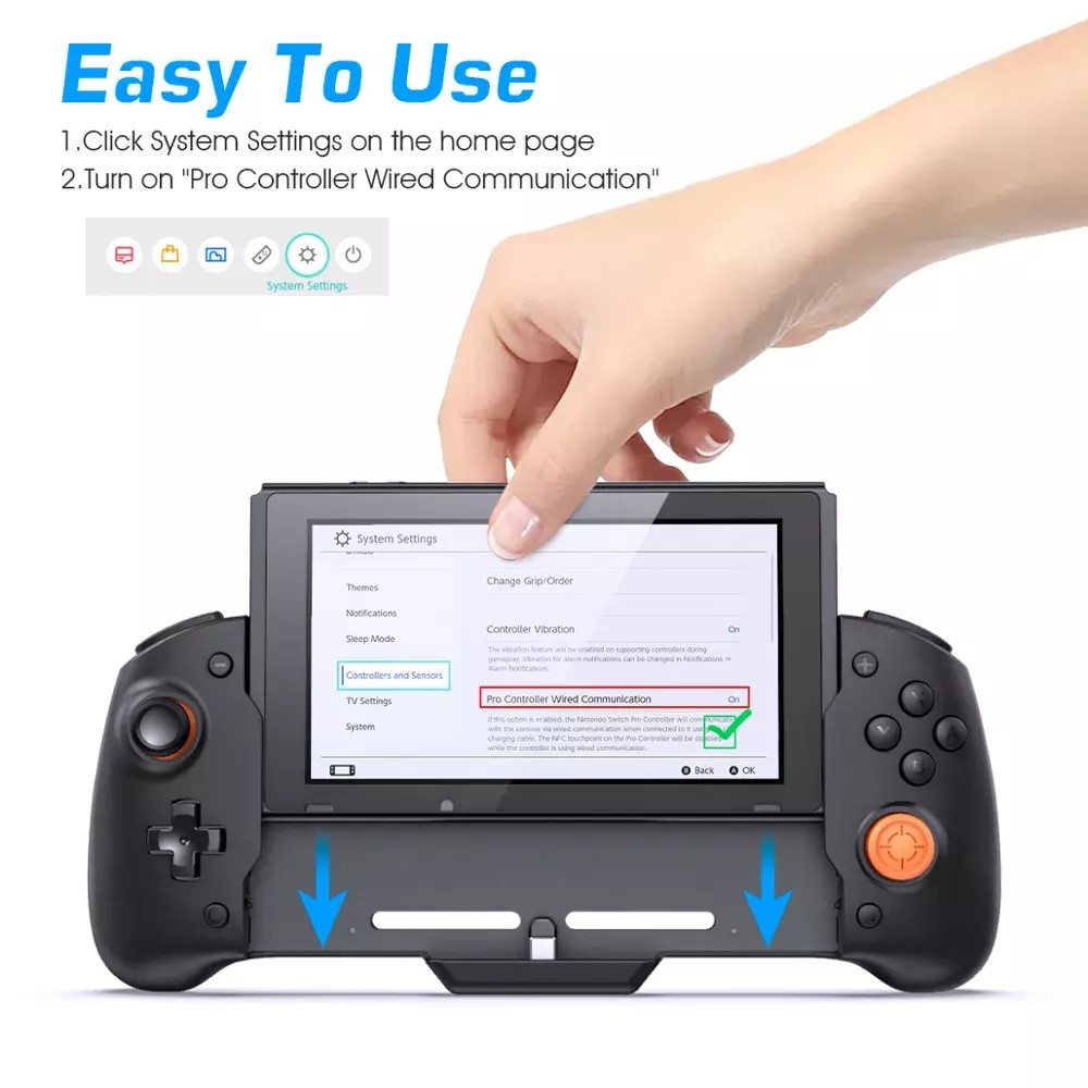 DOBE TNS-19252C Handheld Grip with Double Motor Vibration Built-in 6-Axis Gyro for Nintendo Switch Gamepad Controller-9