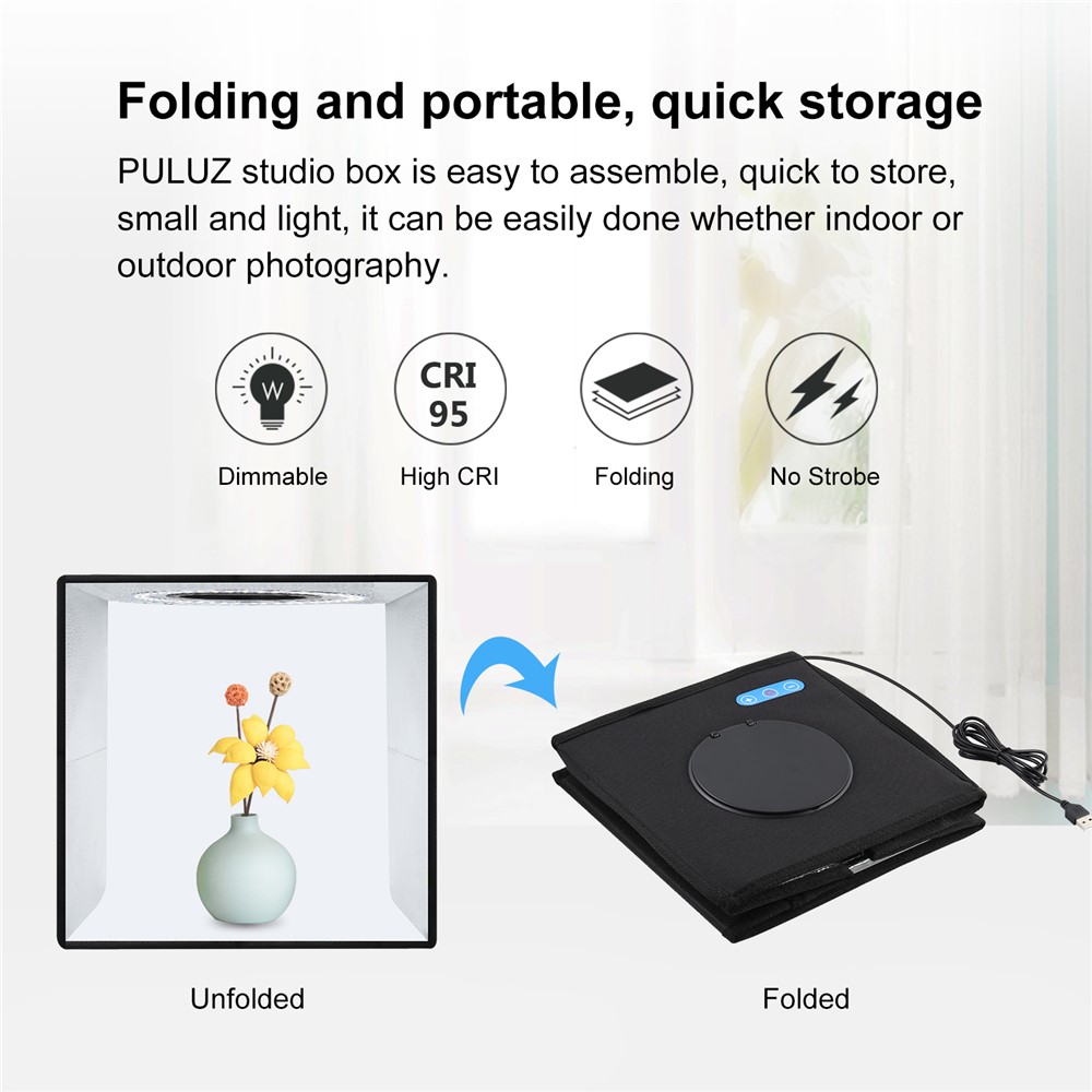 PULUZ PU5025 25cm Folding Portable Ring Light Photo Lighting Studio Shooting Tent Box-11