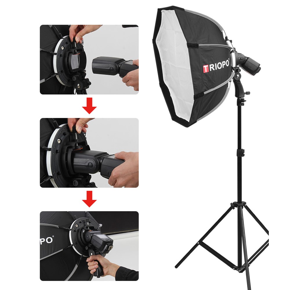 TRIOPO KS90 90cm Foldable Octagon Softbox Bracket Mount Soft Box Handle Diffuser for Speedlite Flash Light-2