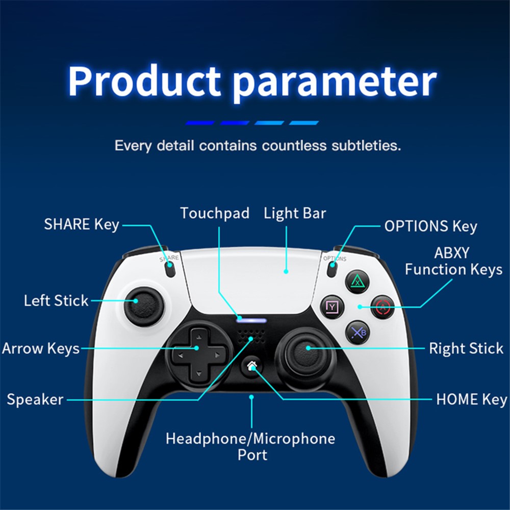 Compre P04 Controlador de Juego Inalámbrico Bluetooth Joystick Double