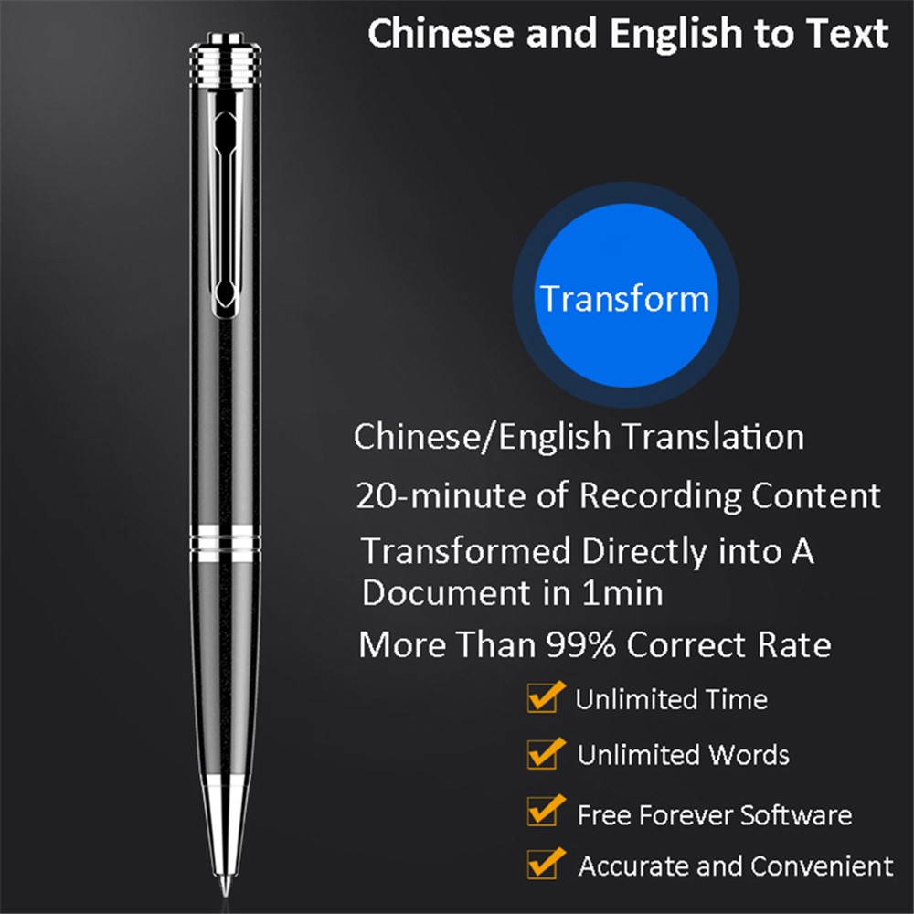 Q80 8GB One-key Recording Pen Writeable Digital Dictaphone Mini Audio Voice Recorder with Earphone-3
