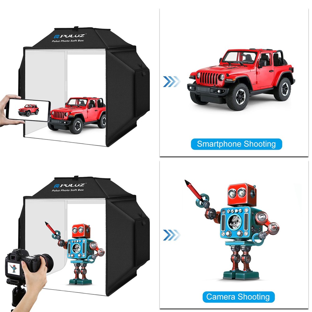 PULUZ PU5042 40cm Folding 5500K Studio Shooting Tent Soft Box Photography Lighting Kit with 4 Colors PVC Backdrops (Black, Orange, White, Green) - US Plug-6