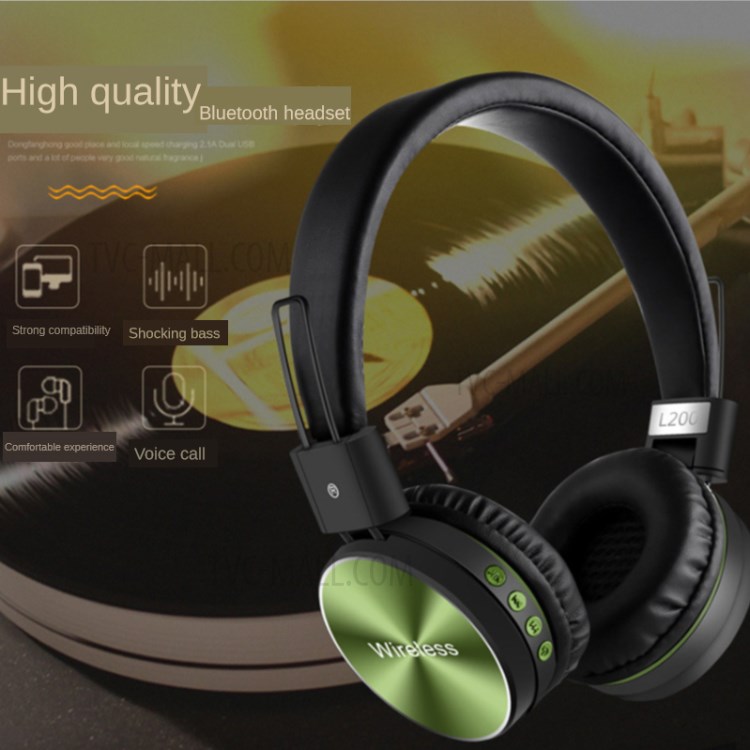 L200 Over-ear Cuffie Stereo Bluetooth Cuffie Senza Fili Di Sport - Verde-2
