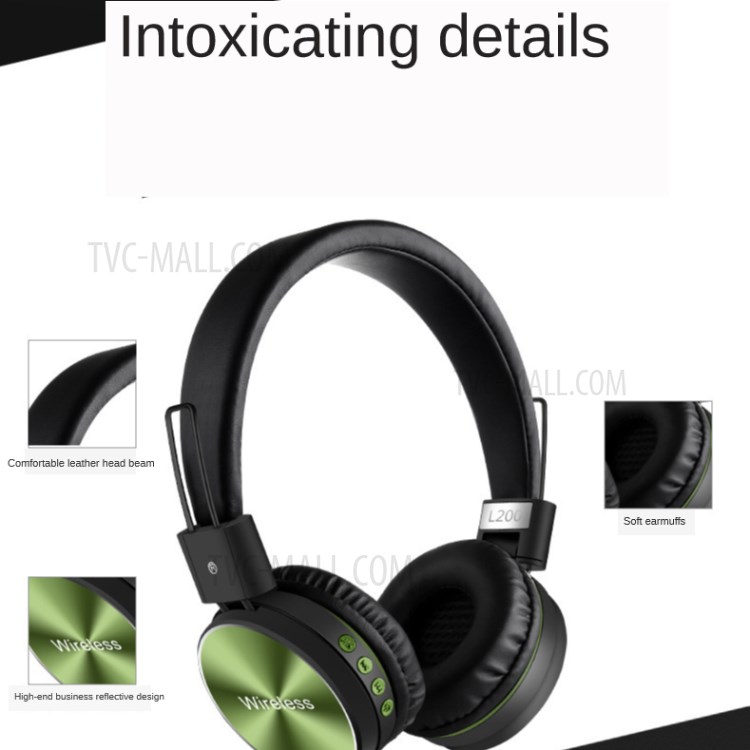 L200 Over-ear Cuffie Stereo Bluetooth Cuffie Senza Fili Di Sport - Verde-3
