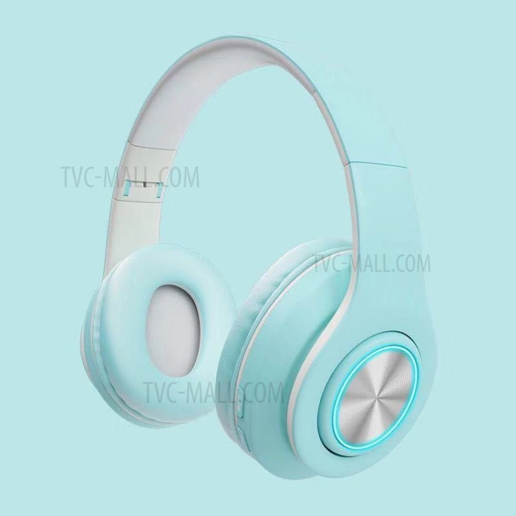 Wireless Headphones Bluetooth Headset Over Ear Stereo Bass Earphones Blue