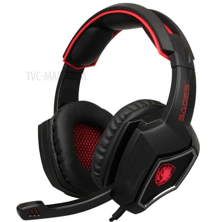 SADES Spirit Wolf 7.1 Surround Stereo Sound USB Computer Gaming Headset with Microphone - Black / Red-2
