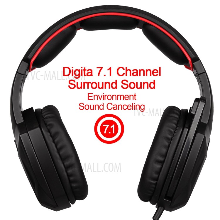 SADES Spirit Wolf 7.1 Surround Stereo Sound USB Computer Gaming Headset with Microphone - Black / Red-4