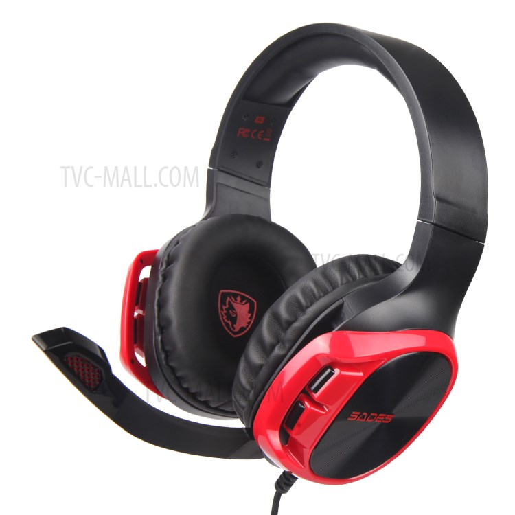 SADES R17 Over Ear Noise Canceling Gaming Headphones with Mic - Red-2