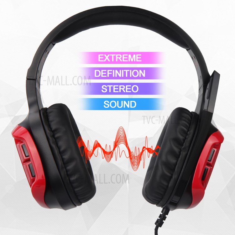 SADES R17 Over Ear Noise Canceling Gaming Headphones with Mic - Red-3