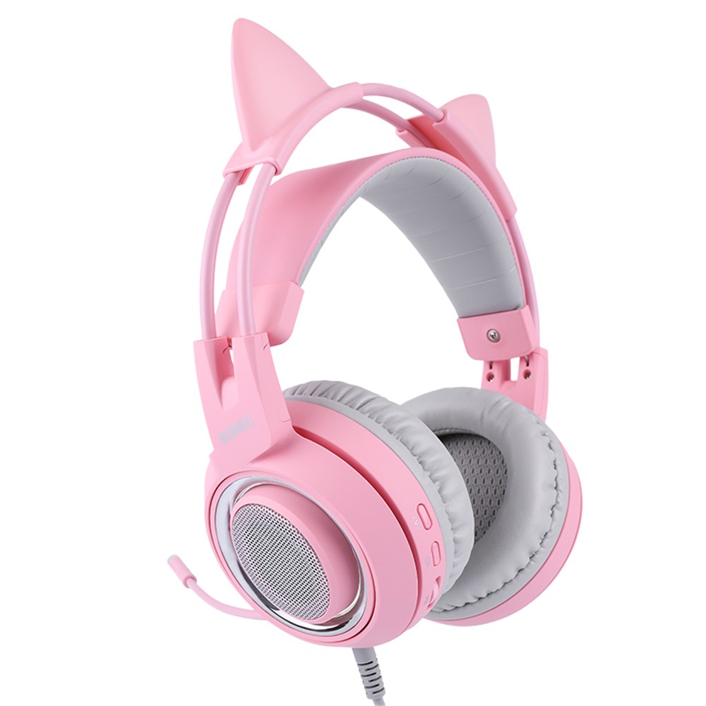 SOMIC G951 Over-ear Anchor E-sports Game Pink Headset USB Wired Headphone-3