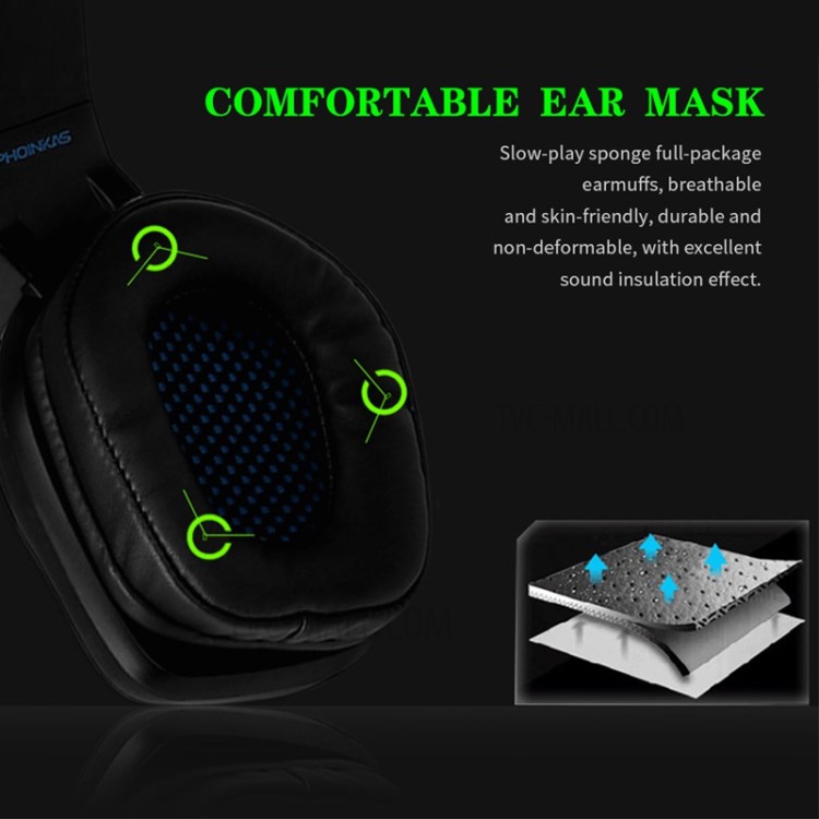 PHOINIKAS H-9 Computer Gaming Headset Headphone Over-ear Earphone with Microphone-5