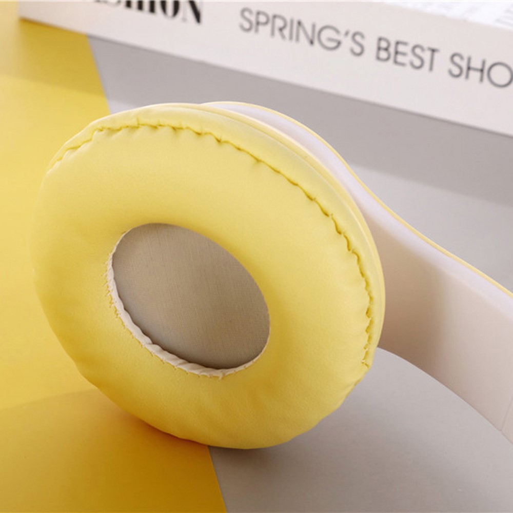 P68 Macaron Style Bluetooth 5.0 Foldable Wireless Over-ear Headset Headphone Earphone - Yellow-2