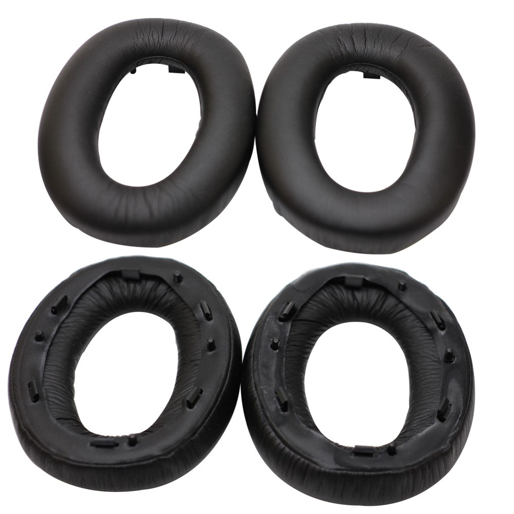 Leather Cushion Cover Foam Ear Pads for Sony MDR-1000X WH-1000XM2 1000XM3 Headphones, 1 Pair - Black-5