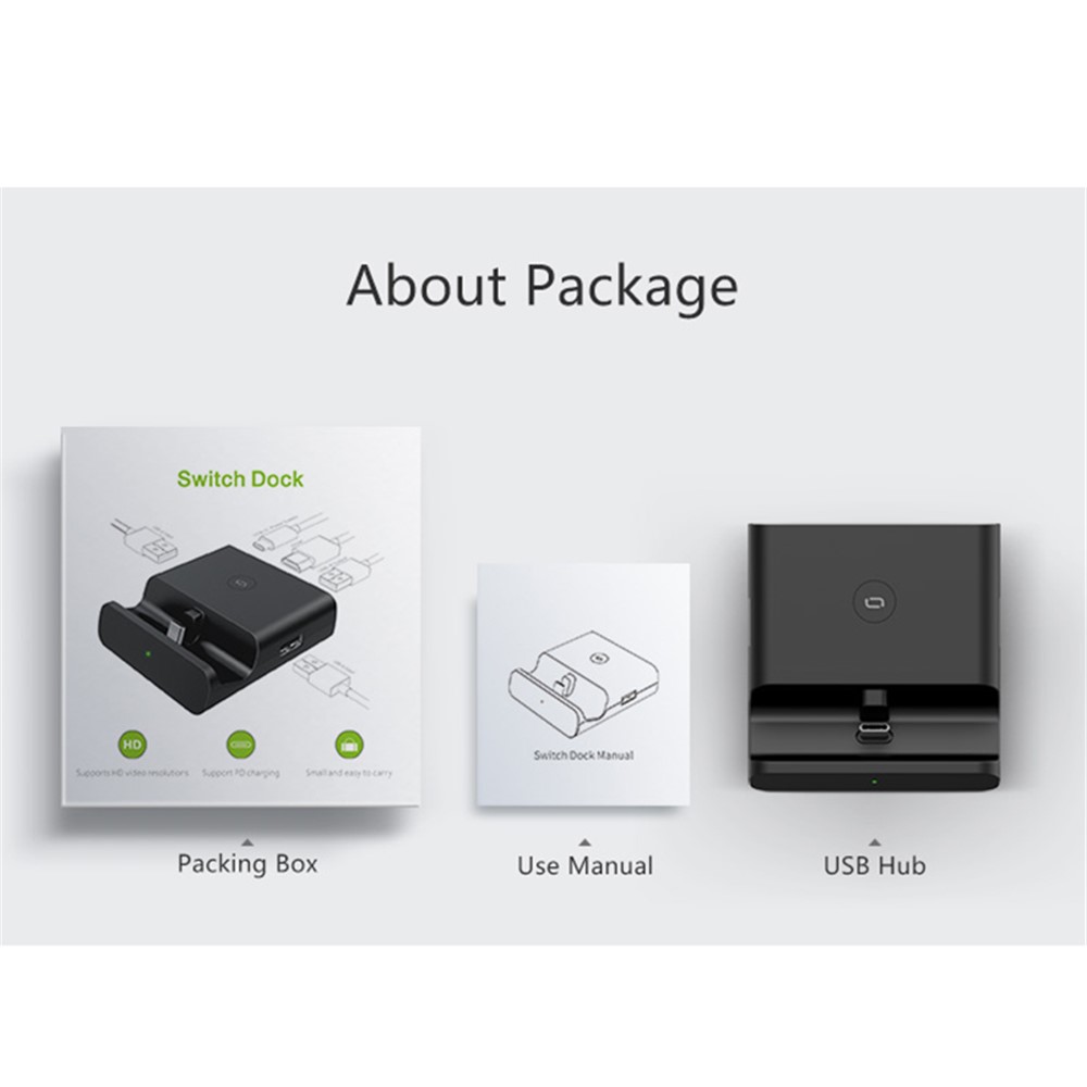 USB 3.0 Console Video Converter Fast Charging Dock Station for Nintendo Switch Type C to HDMI TV Adapter - Black-7