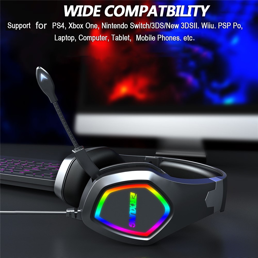 ERXUNG J20 Gaming Headset RGB Luminous Over Ear Headphone with Microphone-3