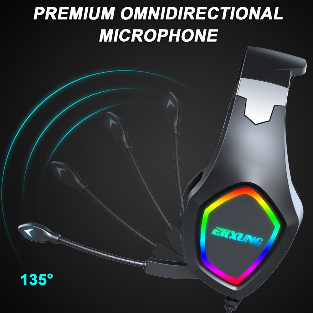 ERXUNG J20 Gaming Headset RGB Luminous Over Ear Headphone with Microphone-5