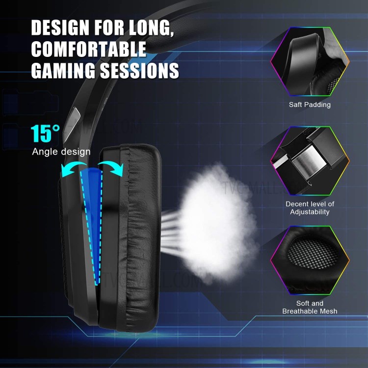 J-ANKKA-F3 Professional Gaming Headset 7.1 Stereo Over-Ear Headphone with Noise Canceling Mic LED Light for PS4/PS5/Xbox One/Computer-6