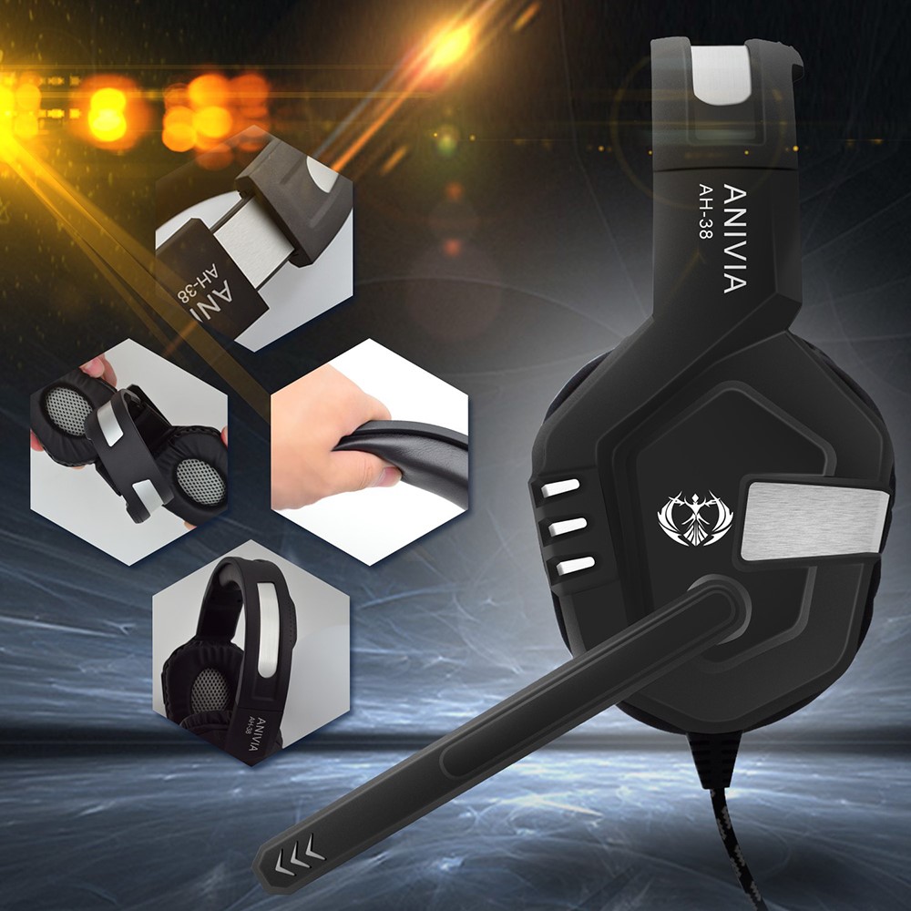 ANIVIA AH38 Head-mounted Wired Headphone Bass Stereo Computer Gaming Music Headset-6