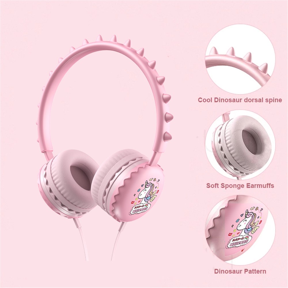 Y19 Cute Cartoon Wired Headset Stereo Sound Cored Headphones with Microphone for Kids (CE) - Pink-4