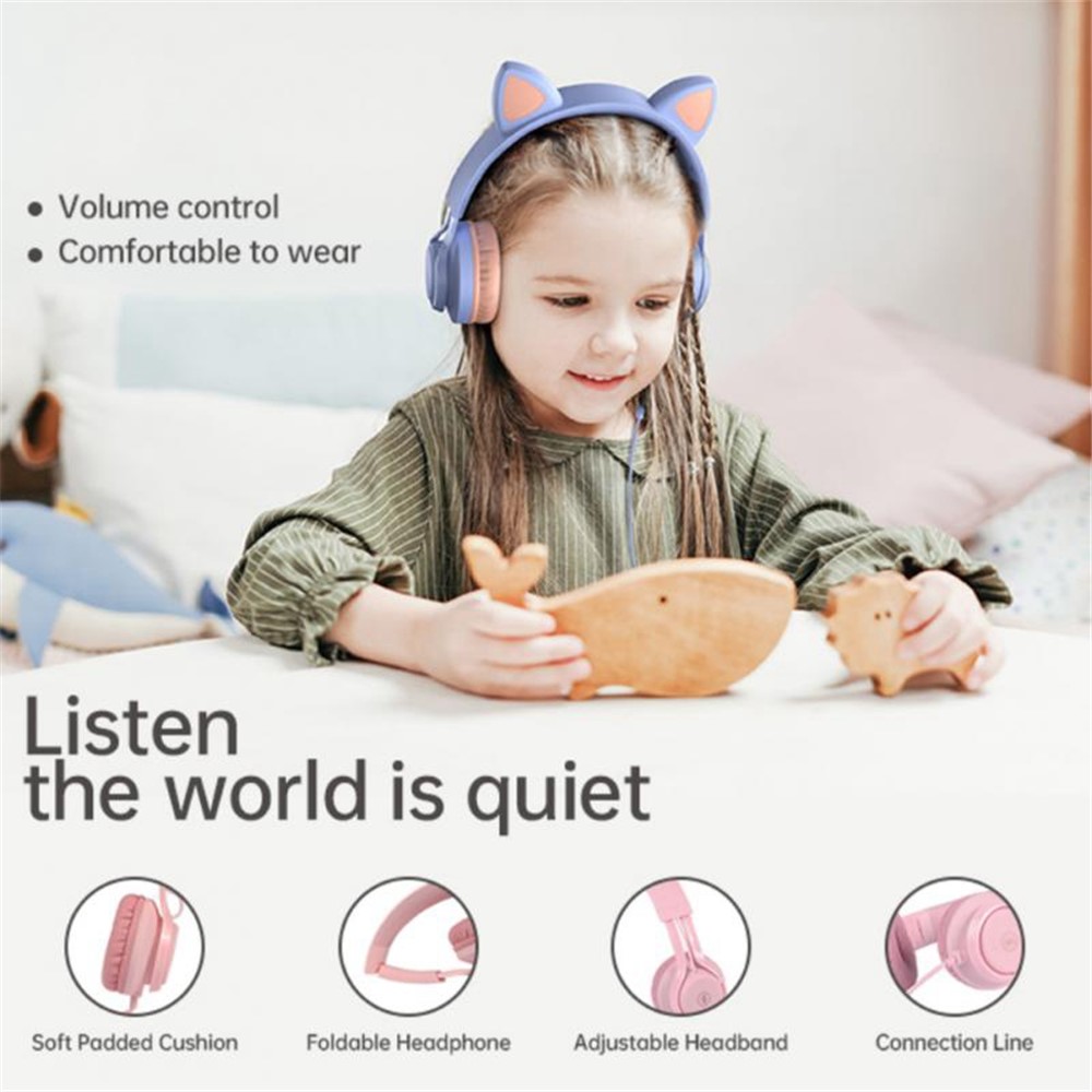 Wholesale FINGERTIME EP08 Lovely Cute Cat Ear Decor Headset Wired 