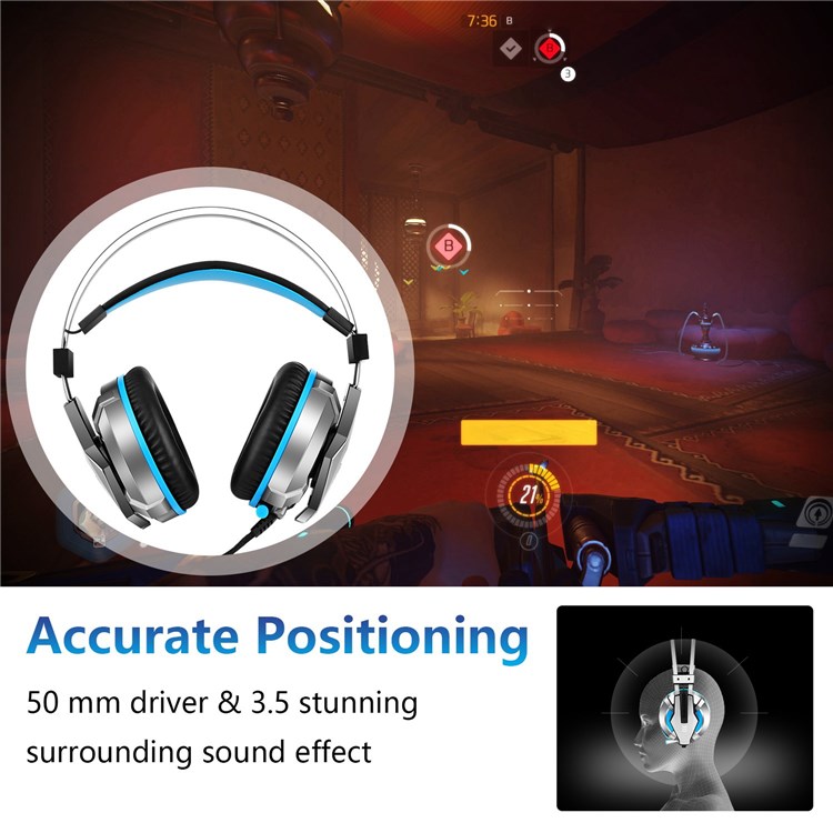 EKSA USB Gaming Headset RGB Wired Headphone Head-Mounted Earphone for Universal Computers Mobile Phones - Yellow-2