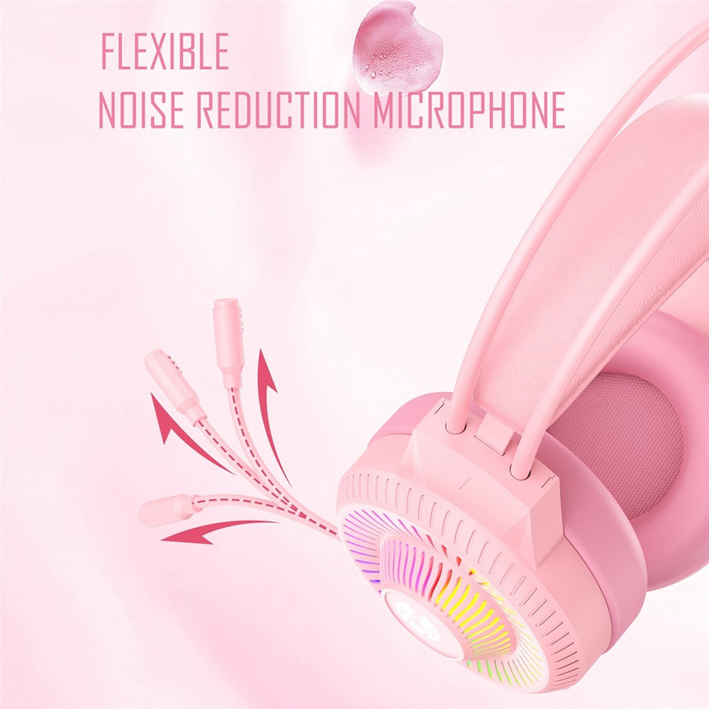 BATXELLENT H82 Wired Headphone RGB Light Gaming Headset with Noise Cancelling Mic - Pink-4
