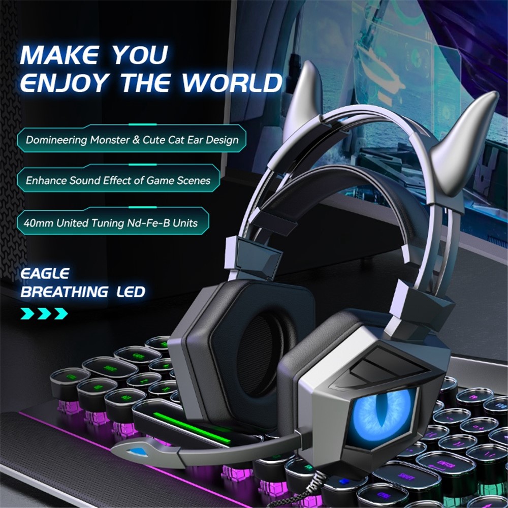 SYG15 Ears Design Wired Control Gaming Earphone 3D Surround Sound Game