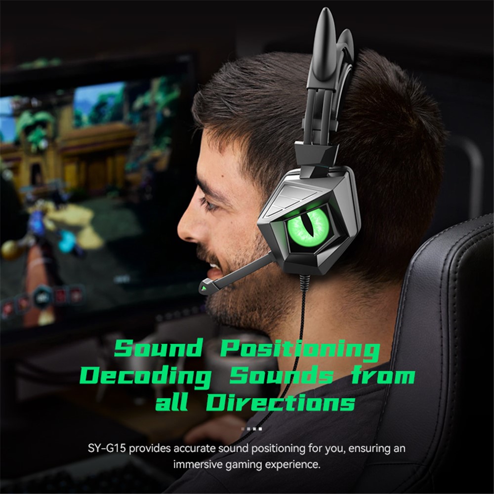 SYG15 Ears Design Wired Control Gaming Earphone 3D Surround Sound Game