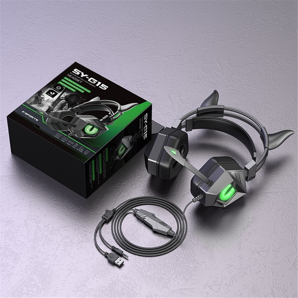 SYG15 Ears Design Wired Control Gaming Earphone 3D Surround Sound Game