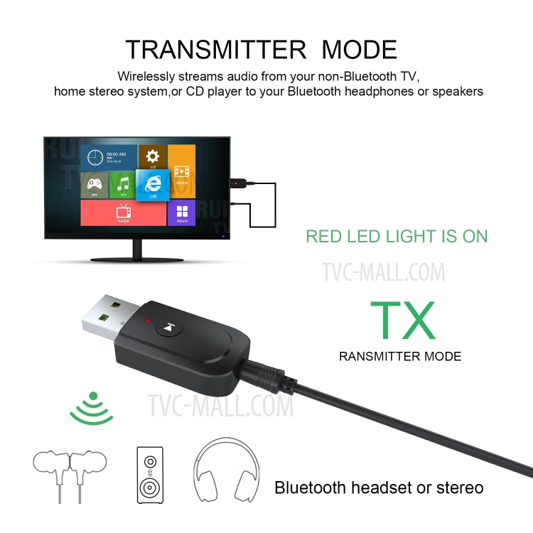 USB 3 in 1 TV Car Speaker Mobile Phone Computer Adapter Bluetooth Transmitter Receiver-10