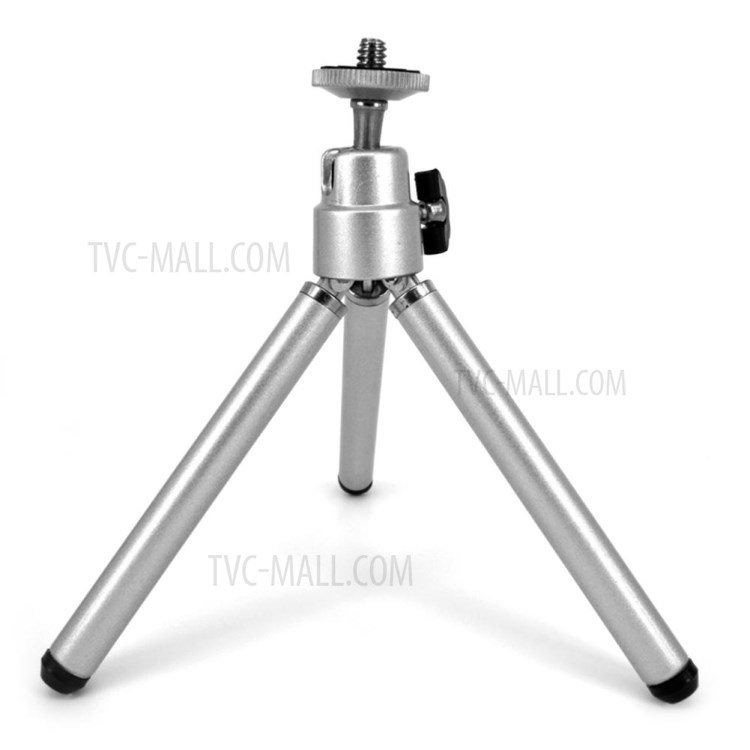 Aluminum Alloy Metal Head Camera Selfie Mini Tripod - Silver-1