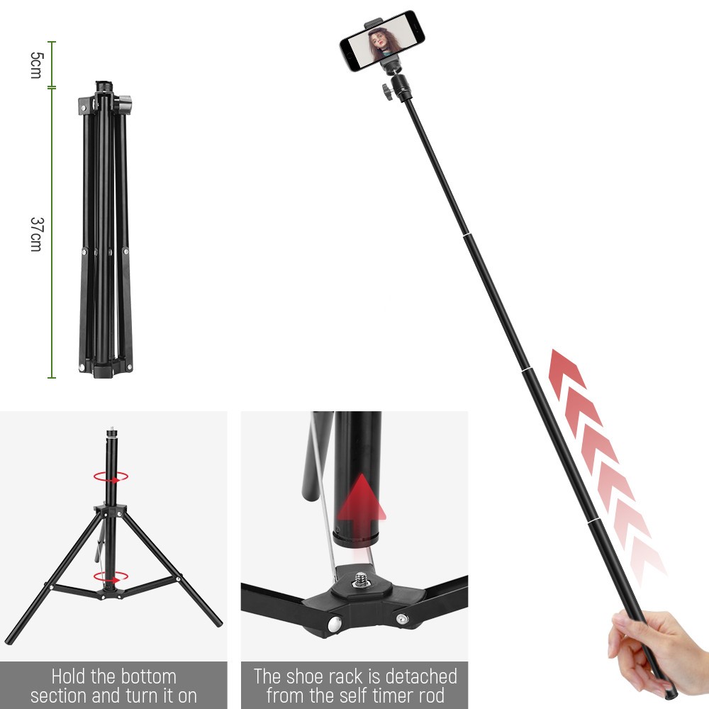 1.6M Adjustable Tripod Stand for Vlogs Live Stream Self-Portrait Shooting-5